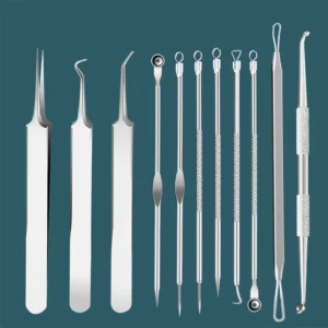 Kit Removedor de Espinillas y Puntos Negros – Agujas Faciales y Pinzas de Precisión Antiacné™