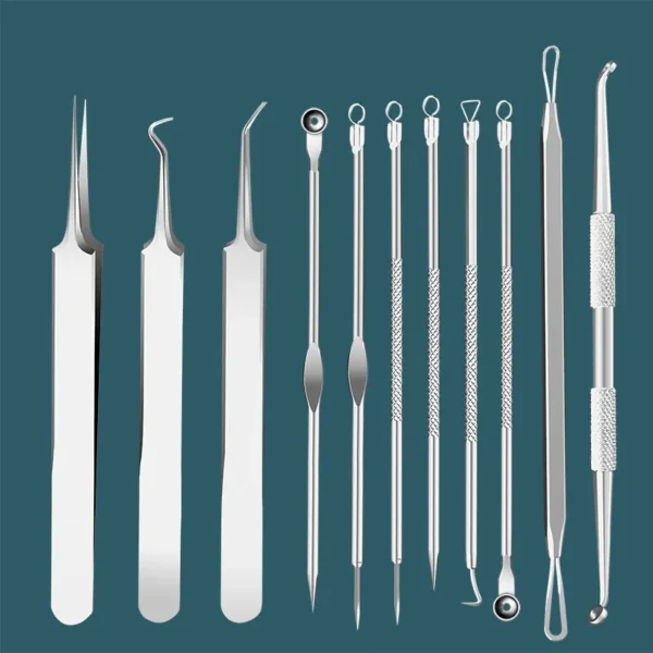 Kit Removedor de Espinillas y Puntos Negros – Agujas Faciales y Pinzas de Precisión Antiacné™